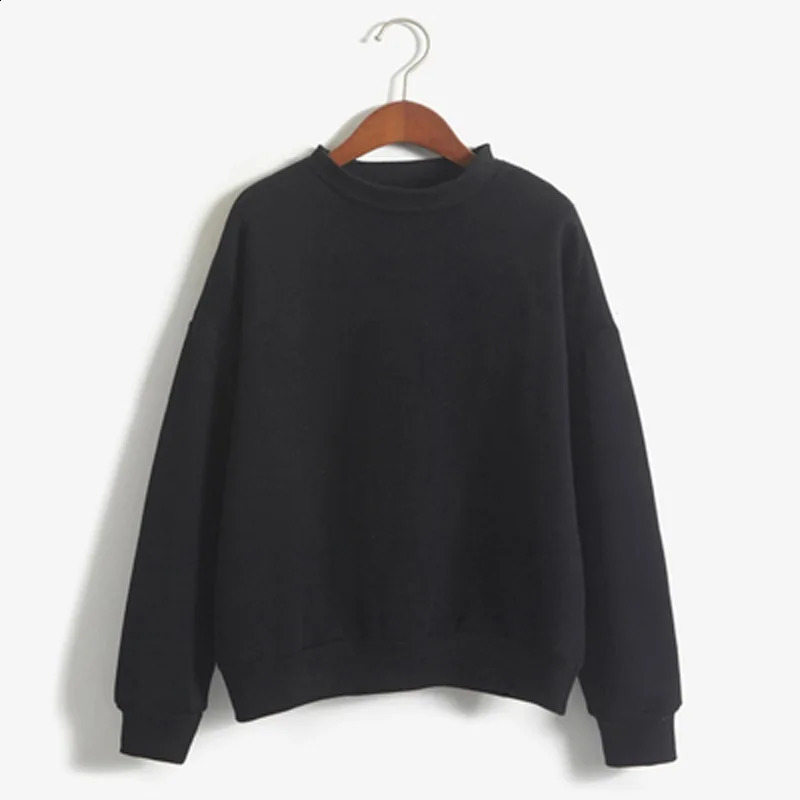 Basic Sweatshirts Winter Autumn Womans Hoodies S-XXL Fleece Thick Knit Sweatshirt Female Round Neck Sweatshirts Pullover Tops 240824