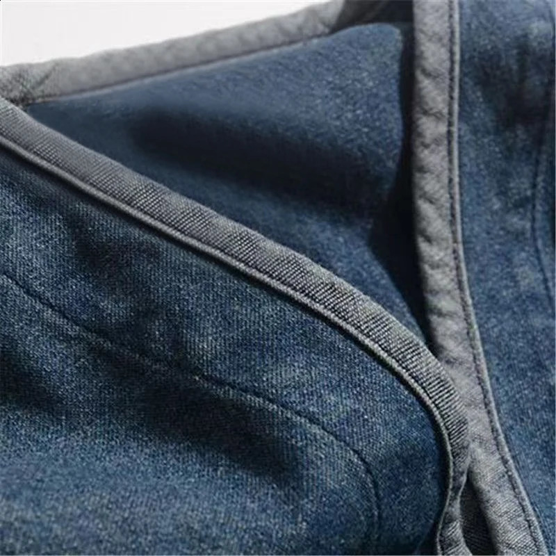 Japanese style Amekaji Vneck single chest mens denim jacket Spring retro 240824