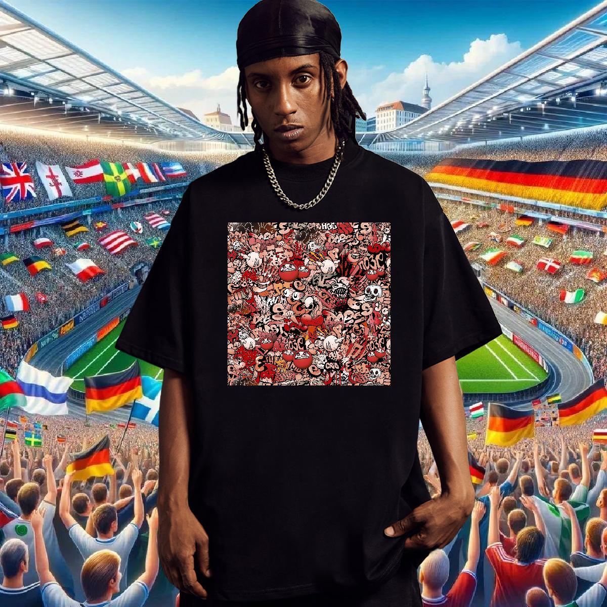 Wholesale T-Shirts 100% Cotton 230g skull Street Cartoon Print Short Sleeve O-Neck Men Tees Fashion Top Tees