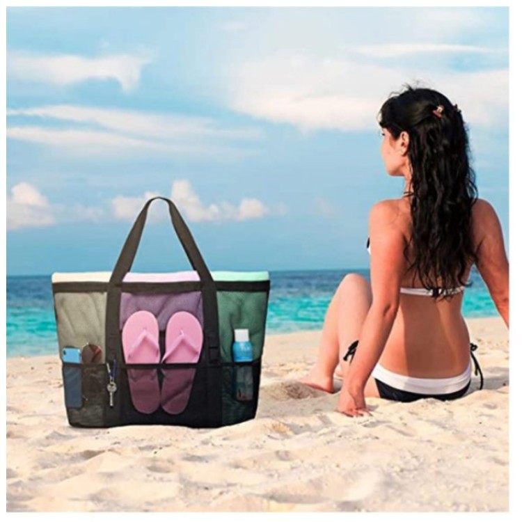 Women Bag Large Capacity Portable Handbag Beach Bag Mesh Bath Bag Travel Beach Bag Free shipping