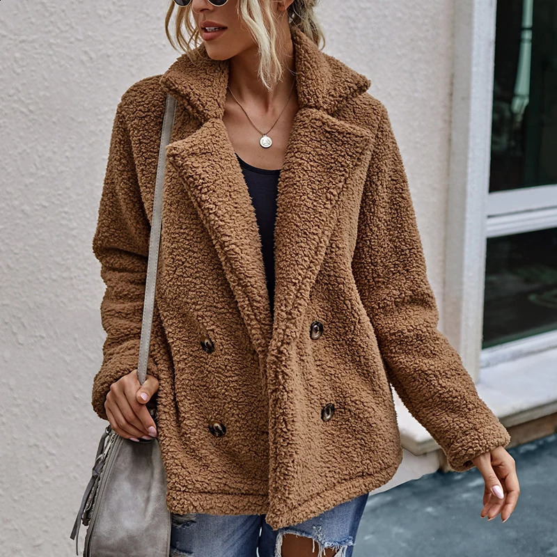 Plush Coat Womens Winter Jacket Fluffy Teddy Warm Artificial Wool Clothing Manto Women 240824