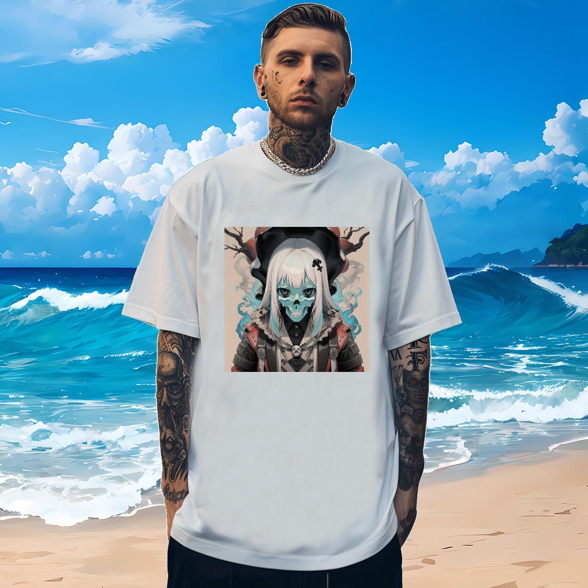 Cool Design T Shirts Men 100% Cotton 230g skull Street Casual Custom Big Size Breathable Soft Mens Tshirts DIY Customized Tee Shirt