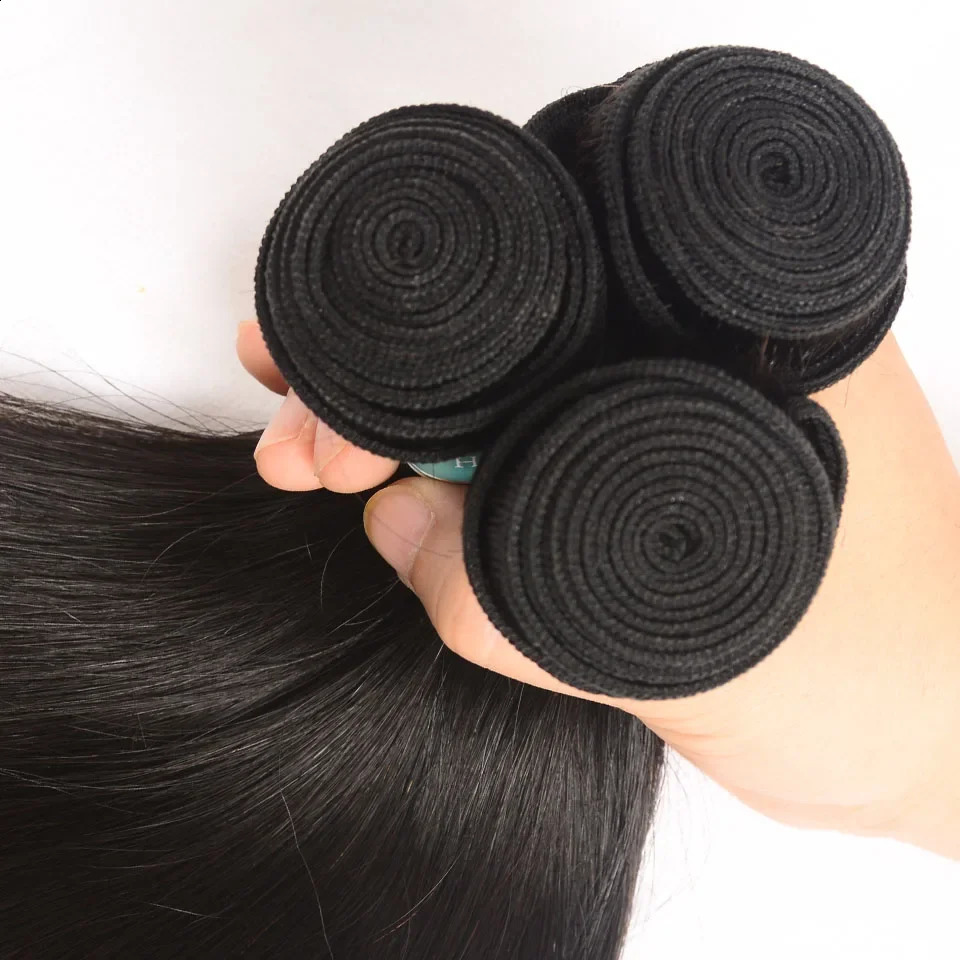 Straight 30 32 inch Brazilian Remy unprocessed hair natural color human woven 240801
