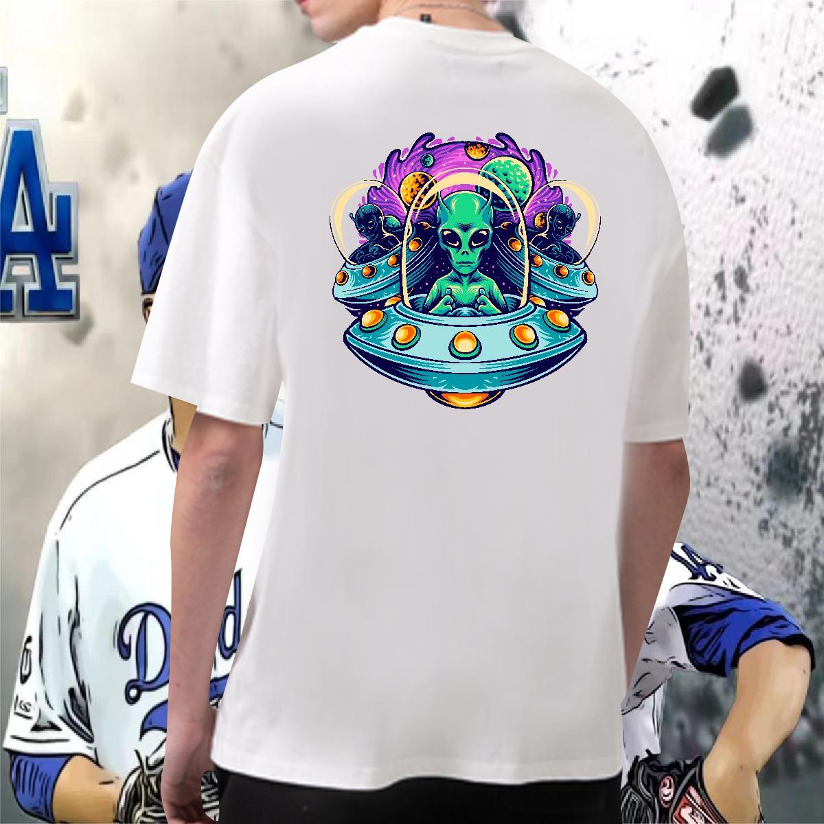 TOP Quality T Shirt For Man 100% Cotton 230g ET Sports Casual Plus Size Cartoon Crew Neck Mens Tshirts New Designer Tees Shirts