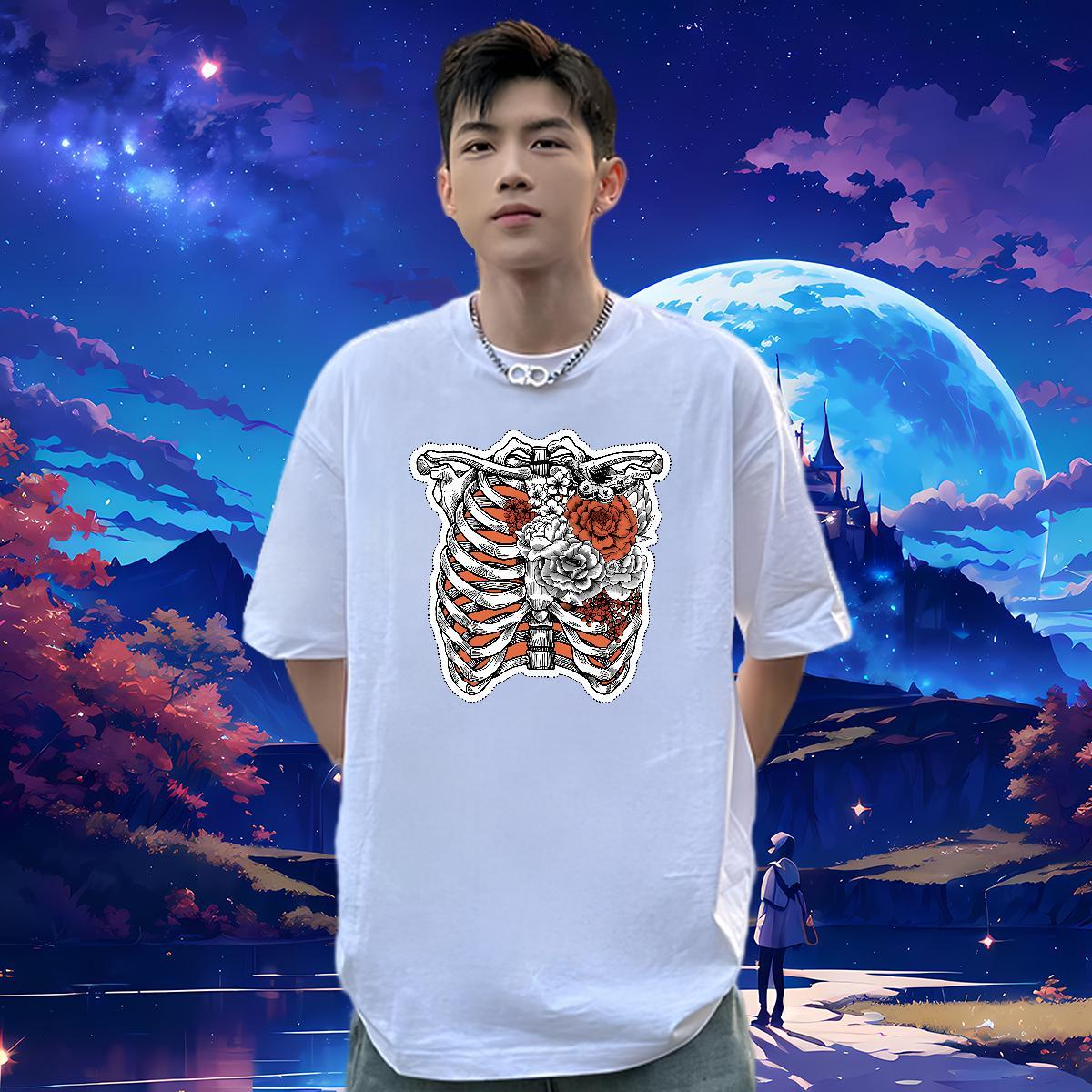 High Quality Mens T Shirts 230g Cotton flower Sport Custom Printing Breathable Short Sleeve Tshirts Fashion New Wear