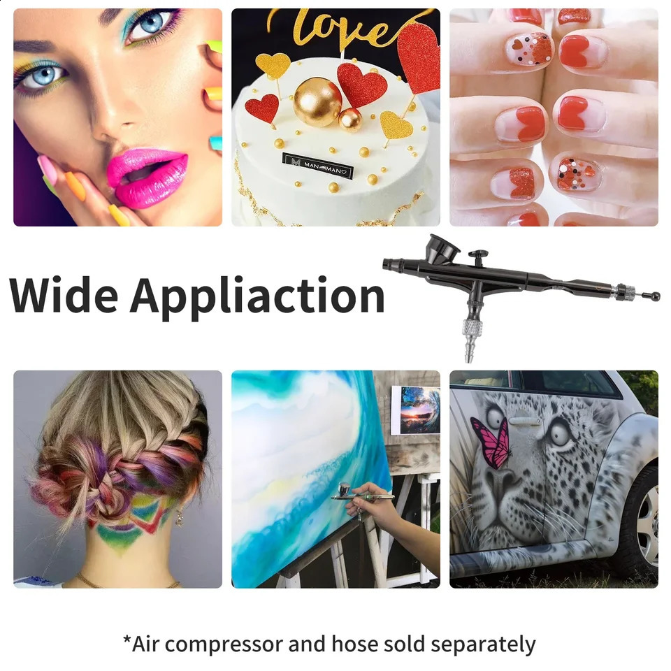 Double acting gravity spray gun 0.m needle kit used for makeup nail art painting models cake decoration shoe tattoos and crafts 240823