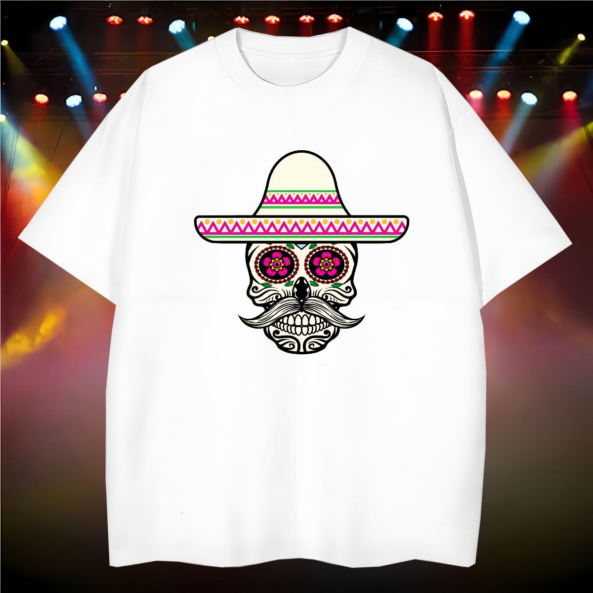 Free Shipping T Shirt For Man 100% Cotton 230g skull Casual Beach Custom Printing Breathable Crew Neck Tshirt for Man Woman Fashion Designer Wear