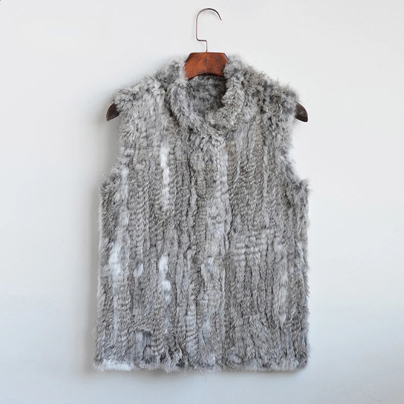 VT802 16 color womens real rabbit fur vest jacket warm in spring and winter knitted black beige 240824
