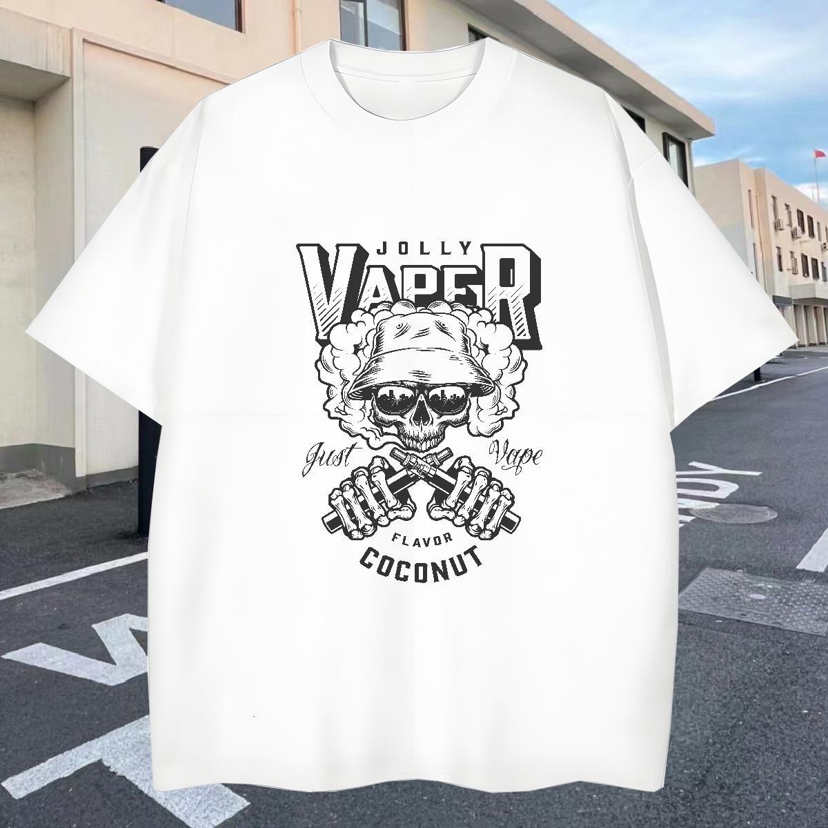 TOP Quality Mens T Shirts 100% Cotton 230g skull Casual Black Oversized Breathable Short Sleeve Men Clothes T-Shirt Customized Tees Shirts