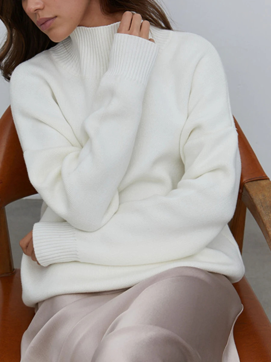 Wolfeel Women Turtleneck Sweater CHIC Autumn Winter Thick Warm Pullover Top Oversized Casual Loose Knitted Jumper Female Pull 240824