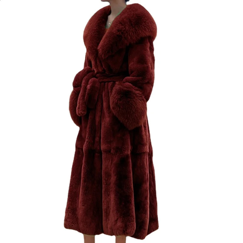 5XL ultrathin mink coat womens artificial fur long winter thick 240824