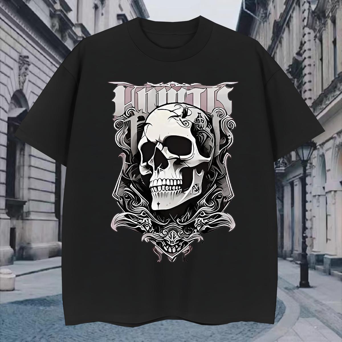 Free Shipping Men T Shirts 100% Cotton 230g skull Sport Custom Print Oversized O Neck Short Sleeves Men Tees Brand Tee Shirt