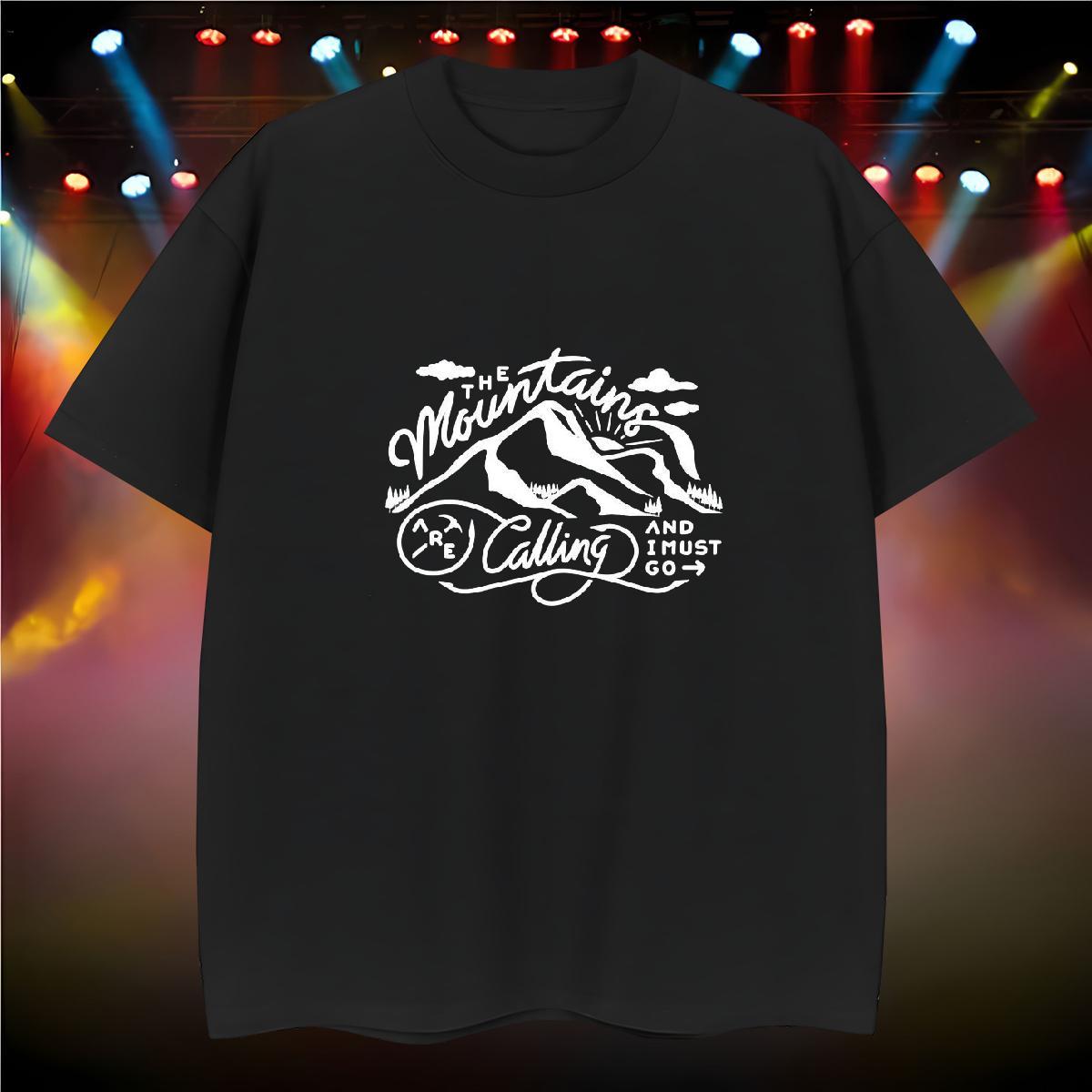 TOP Quality T-Shirts 230g Pure Cotton mountains Daily Outfit Graphic Breathable Crew Neck Men Tshirts Classic Clothes