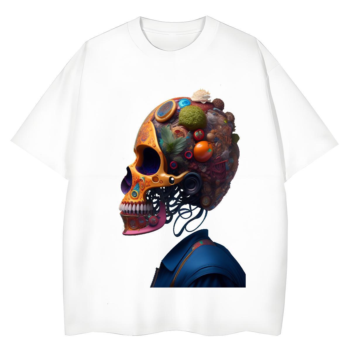High Quality T Shirts Men 230g 100% Cotton skull Street wear Hip Hop DIY Printed Pure Cotton Men Tees Customized Top Tees