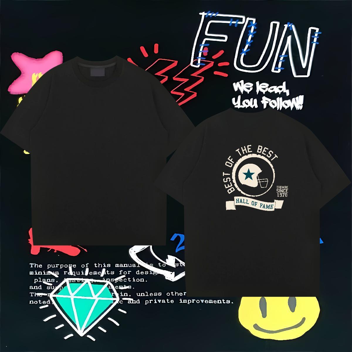 High Quality T Shirt For Man 230g Pure Cotton letter Spring Summer Skull Breathable Short Sleeve Tshirts 2024 Summer Top Tees