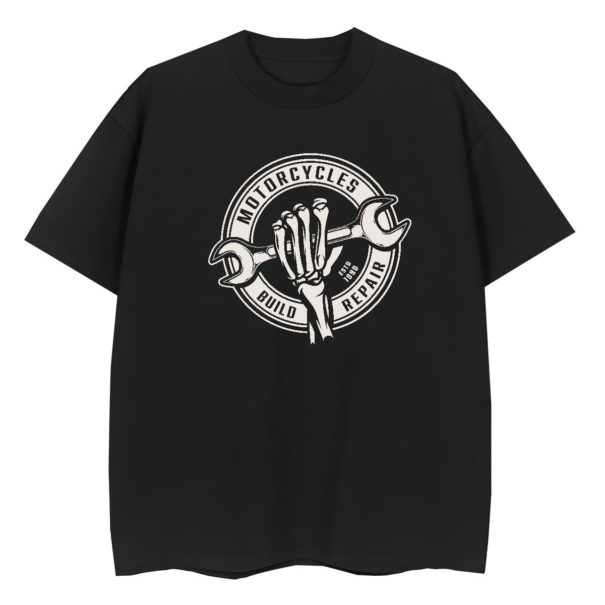 Loose Fit T Shirt For Man 100% Cotton 230g tool Summer Casual Graphic Crew Neck Couples T Shirts Customized Clothes