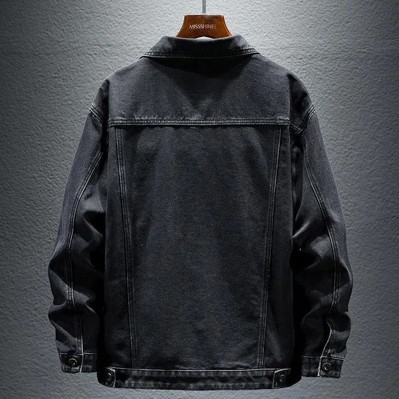 SpringSummer Solid Color Cotton Large Denim Jacket Mens Casual Relaxing Comfortable Breathable 240824