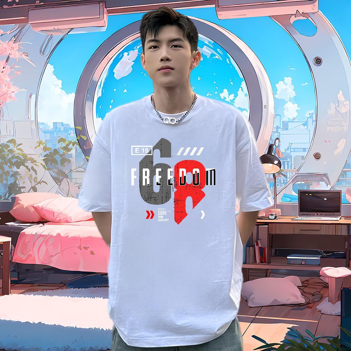 Wholesale Mens T Shirts 230g 100% Cotton letter Street Casual White Plus Size Crew Neck Couples T Shirts DIY Customized Wear