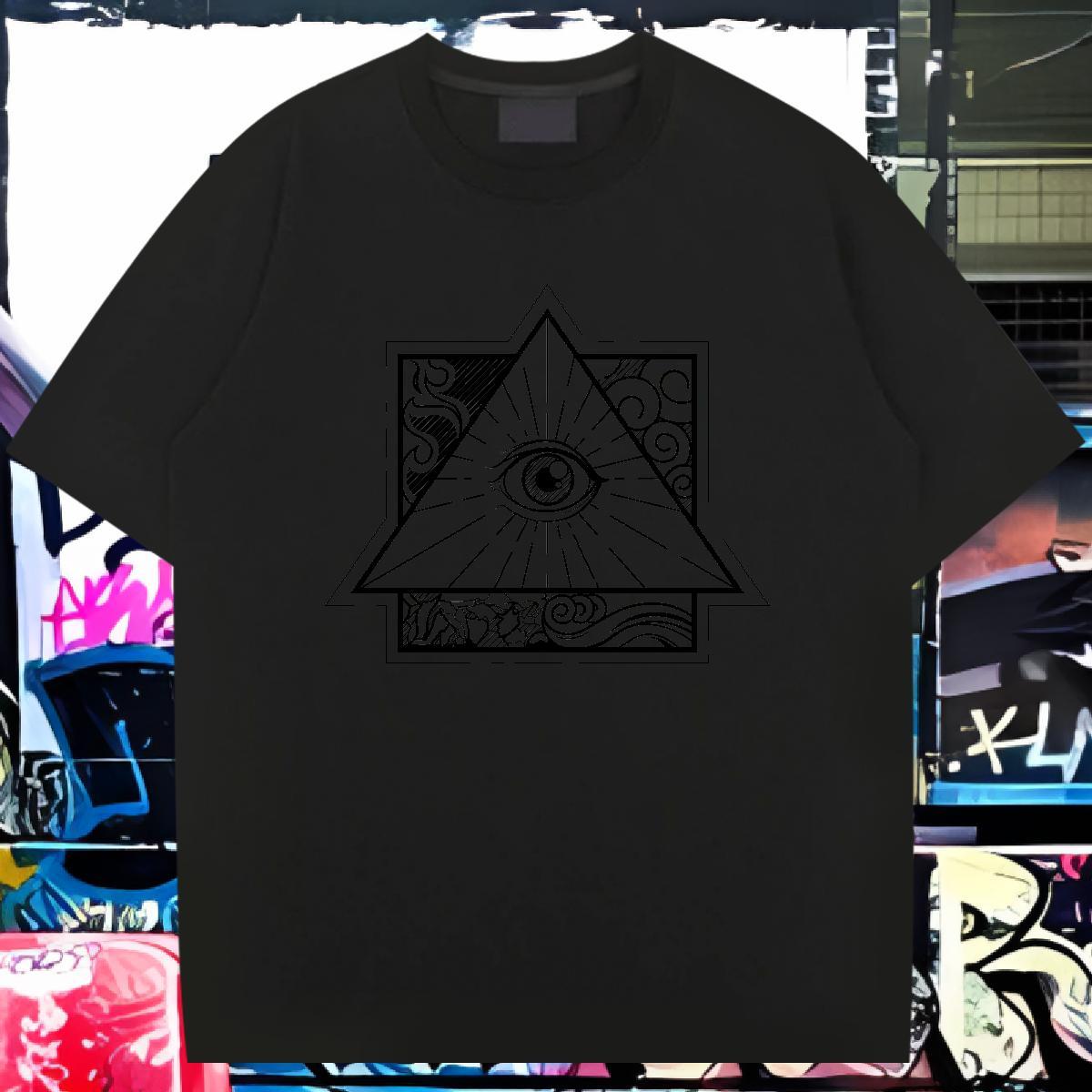 Comfortable T Shirt For Man 100% Cotton 230g eye of the devil Casual Daily Wear Custom Print Plus Size O Neck Short Sleeves Tshirts Classic Casual Tee