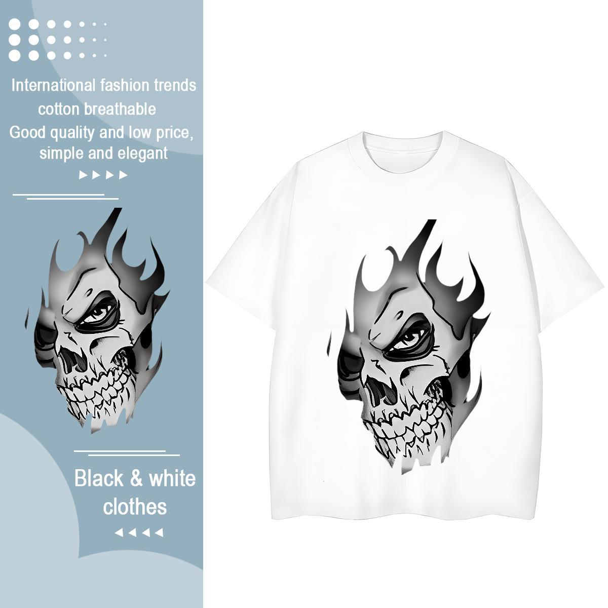 Cool Design T Shirts Men 230g 100% Cotton skull Casual Daily Wear Custom Print Plus Size O-Neck Short Sleeve Couples T Shirts Designer Fashion Tops Te