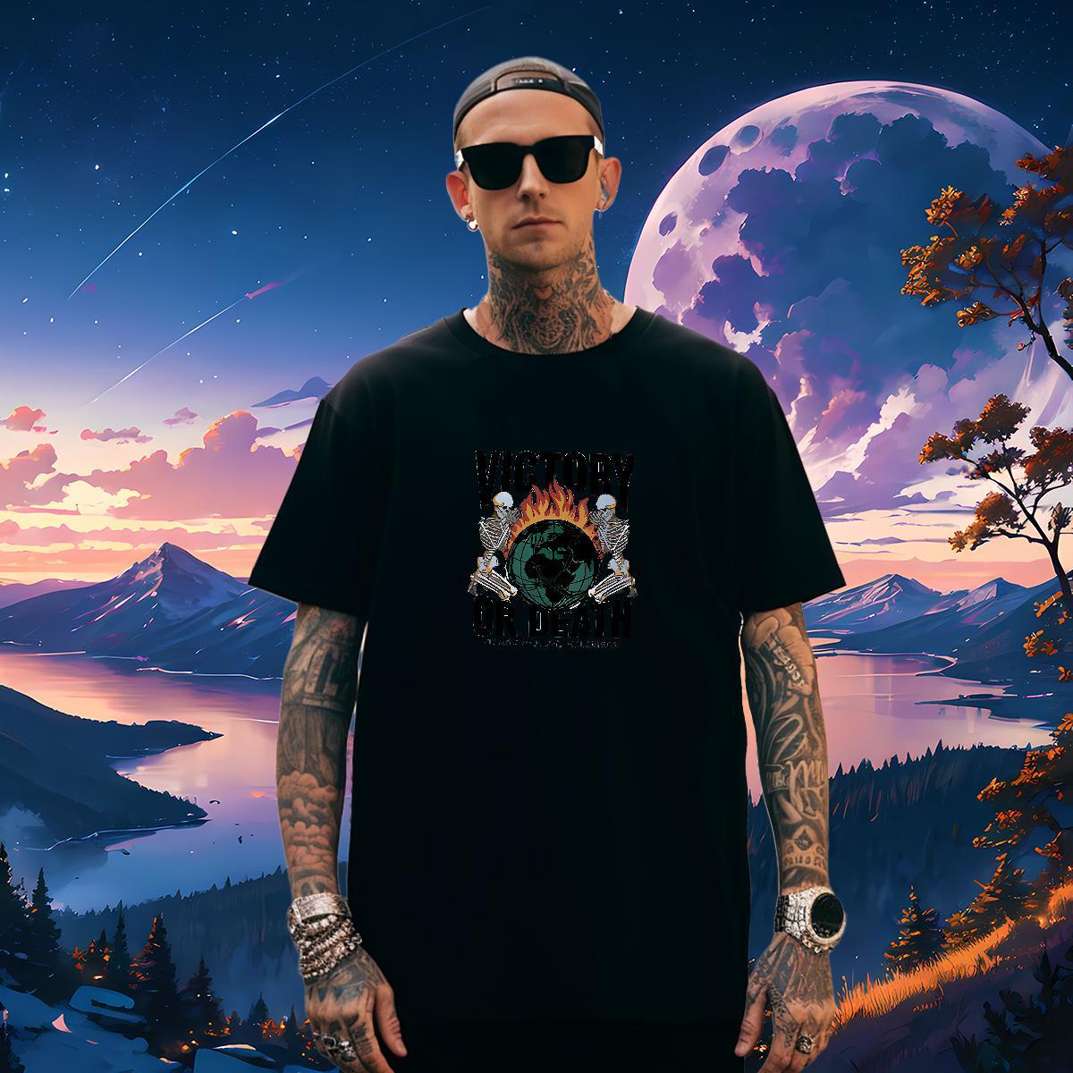 Designer T Shirts Men 100% Cotton 230g skull Casual Beach Oversized Crew Neck Couples T Shirts Brand Tops