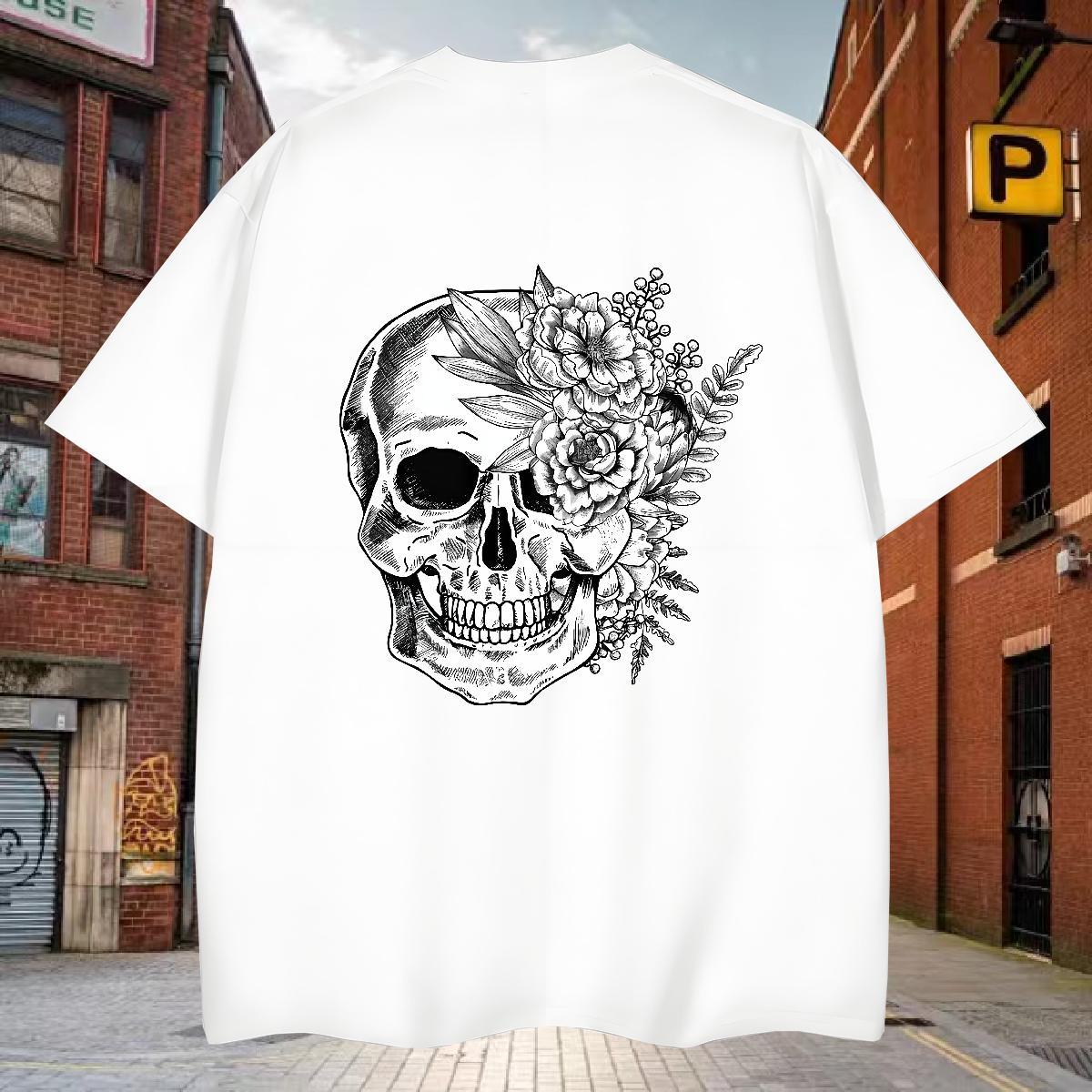 Cool Design T shirt 230g Cotton skull Sport Oversized 3XL 4XL Breathable Crew Neck Mens Tshirts New Arrival Top Tees