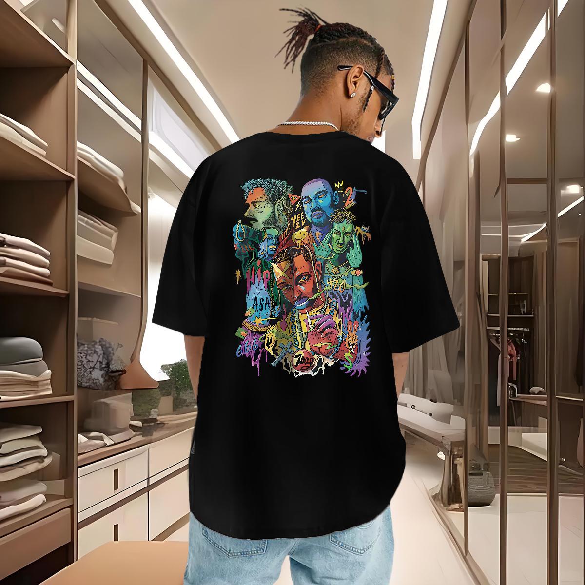 Wholesale Mens T Shirts 100% Cotton 230g portrait Daily Wear White Plus Size Short Sleeve O-Neck Men Clothes T-Shirt Free Shipping Tops