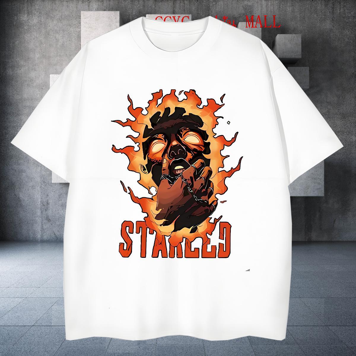 Popular Man T Shirts 230g Pure Cotton skull Anime Printing Street DIY Printed Breathable Short Sleeve Men Clothes T-Shirt New Arrival Tshirts