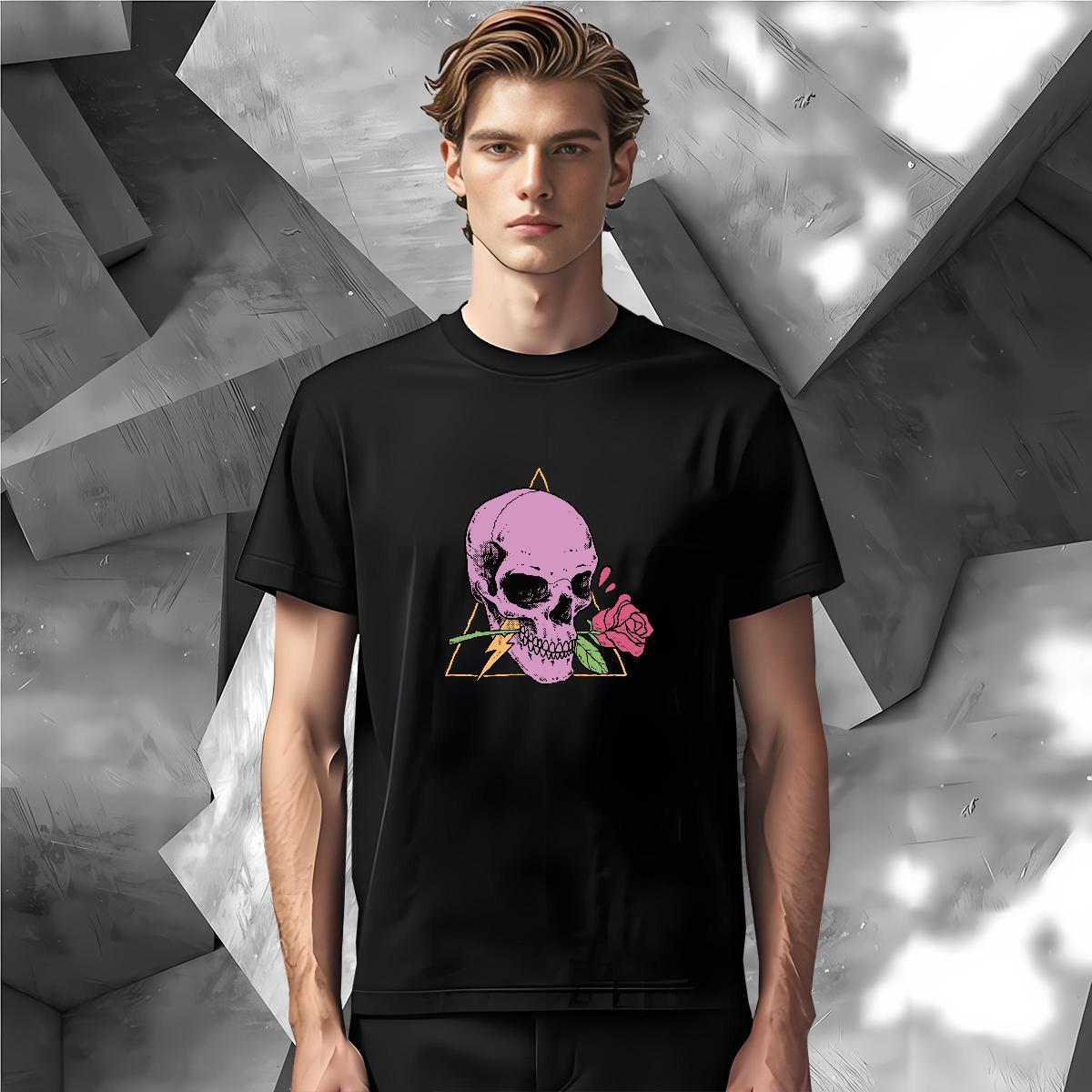 Designer Man T Shirts 100% Cotton 230g flower Casual DIY Printed Round Neck Short Sleeve Men Tops Tees Classic Tee Shirt