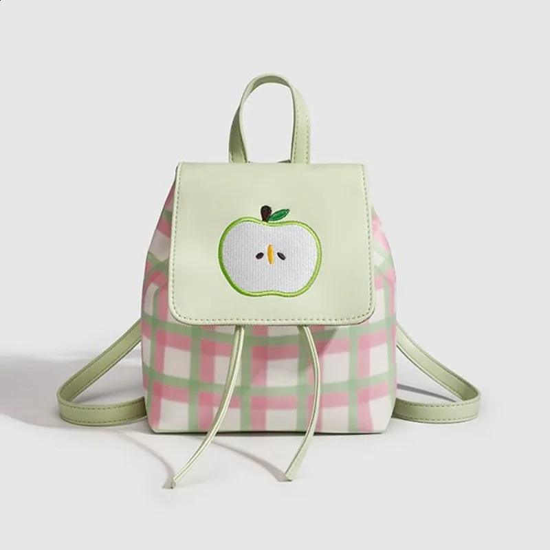 Autumn Vintage Plaid Backpacks for Teenage All Match Preppy Style PU School Bag Japanese Cute Rucksack Bolsa 240824