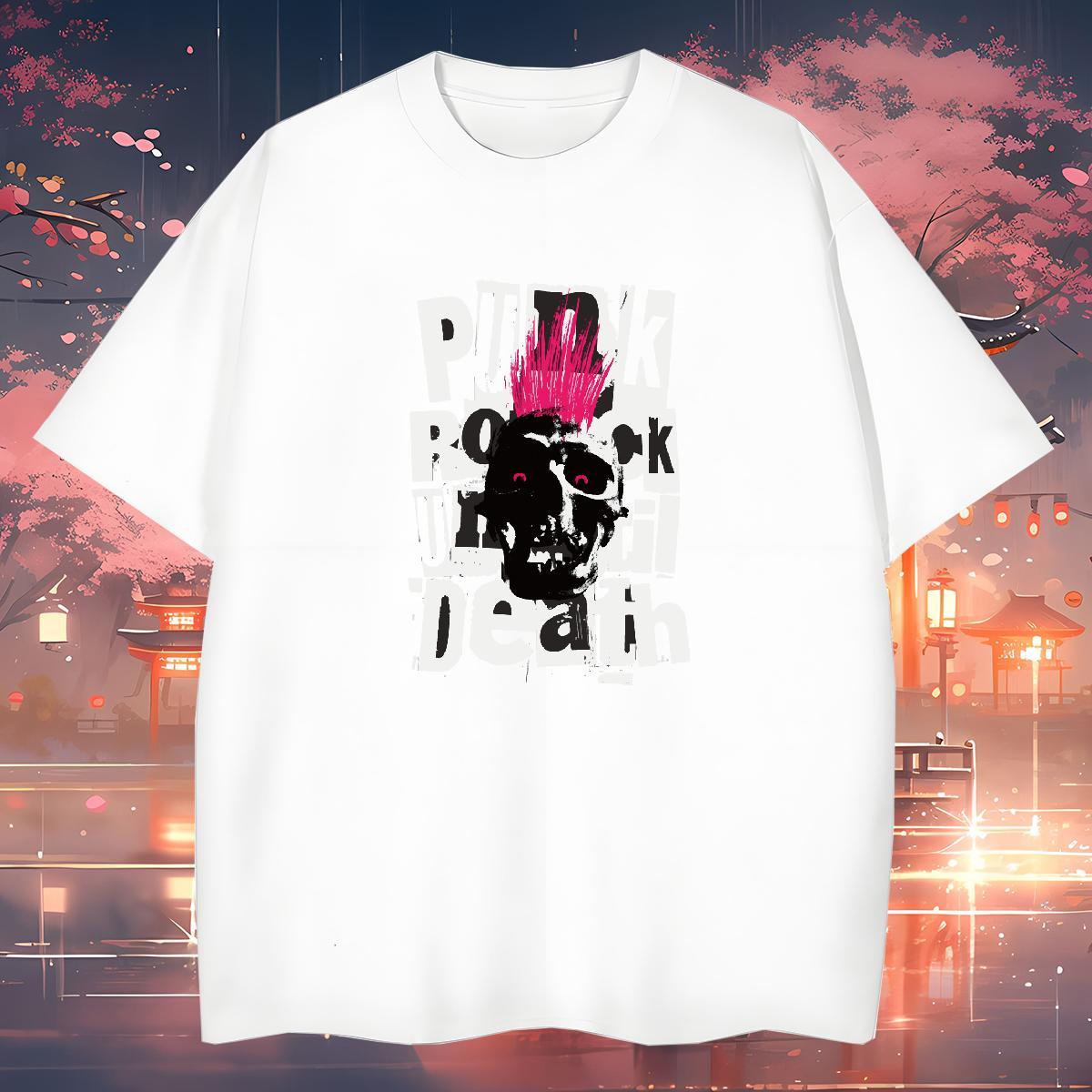 Loose T-Shirts 230g 100% Cotton skull Home Outdoor Custom Printing Breathable Short Sleeve Men Clothes T-Shirt 2024 New Top Tees