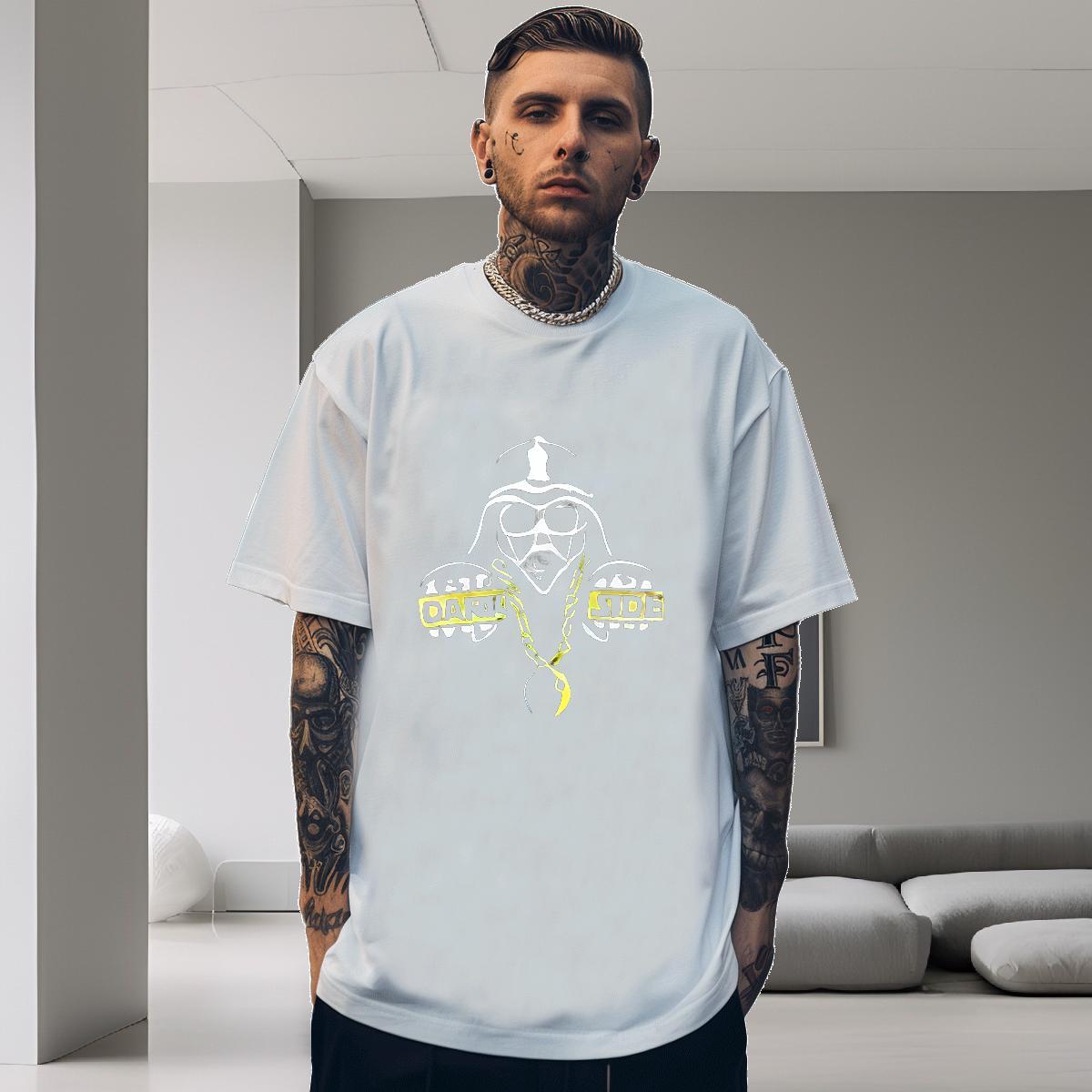 Loose Fit Man T Shirts 230g Cotton skull Home Outdoor Cartoon Printing L-4XL Breathable Short Sleeve Men Tees Fashion Design Clothes