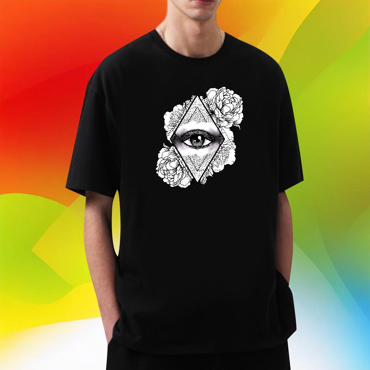 Brand T Shirts Men 230g Cotton eye of the devil Outdoor Plus Size Cartoon O-Neck Short Sleeve Men Tops Tees Stylist Clothes