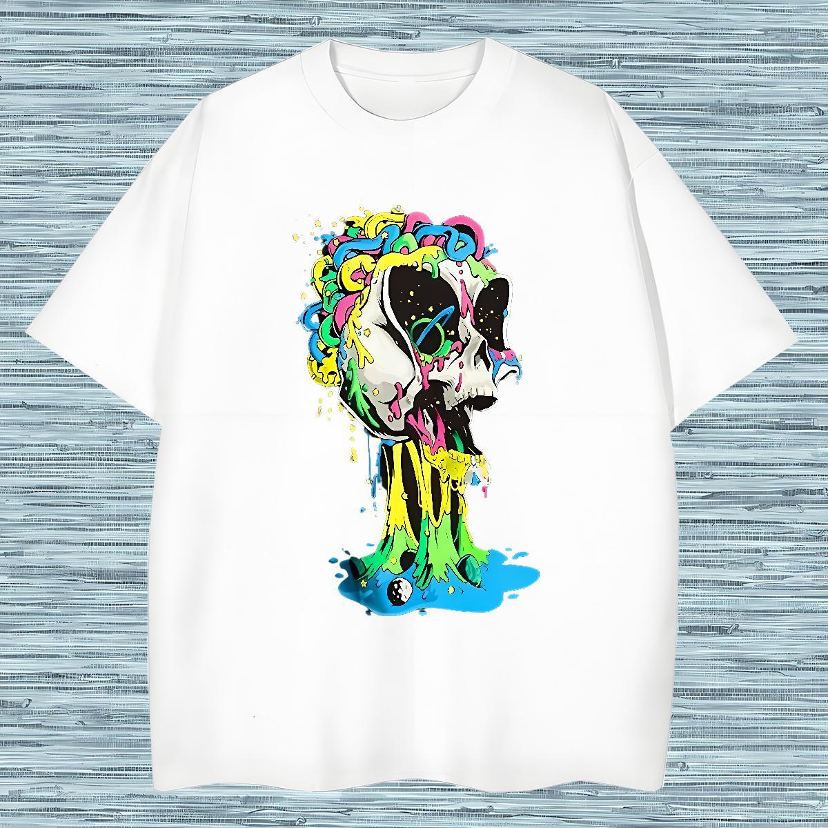 Designer T shirt 230g Cotton skull Beach Asian Size Breathable Soft Mens Tshirts 2024 New Wear