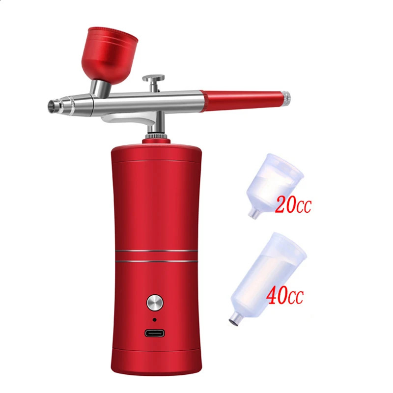 Wireless spray gun with compressor kit mini portable cordless personal spray art painting tattoo cake makeup beautiful model air 240823