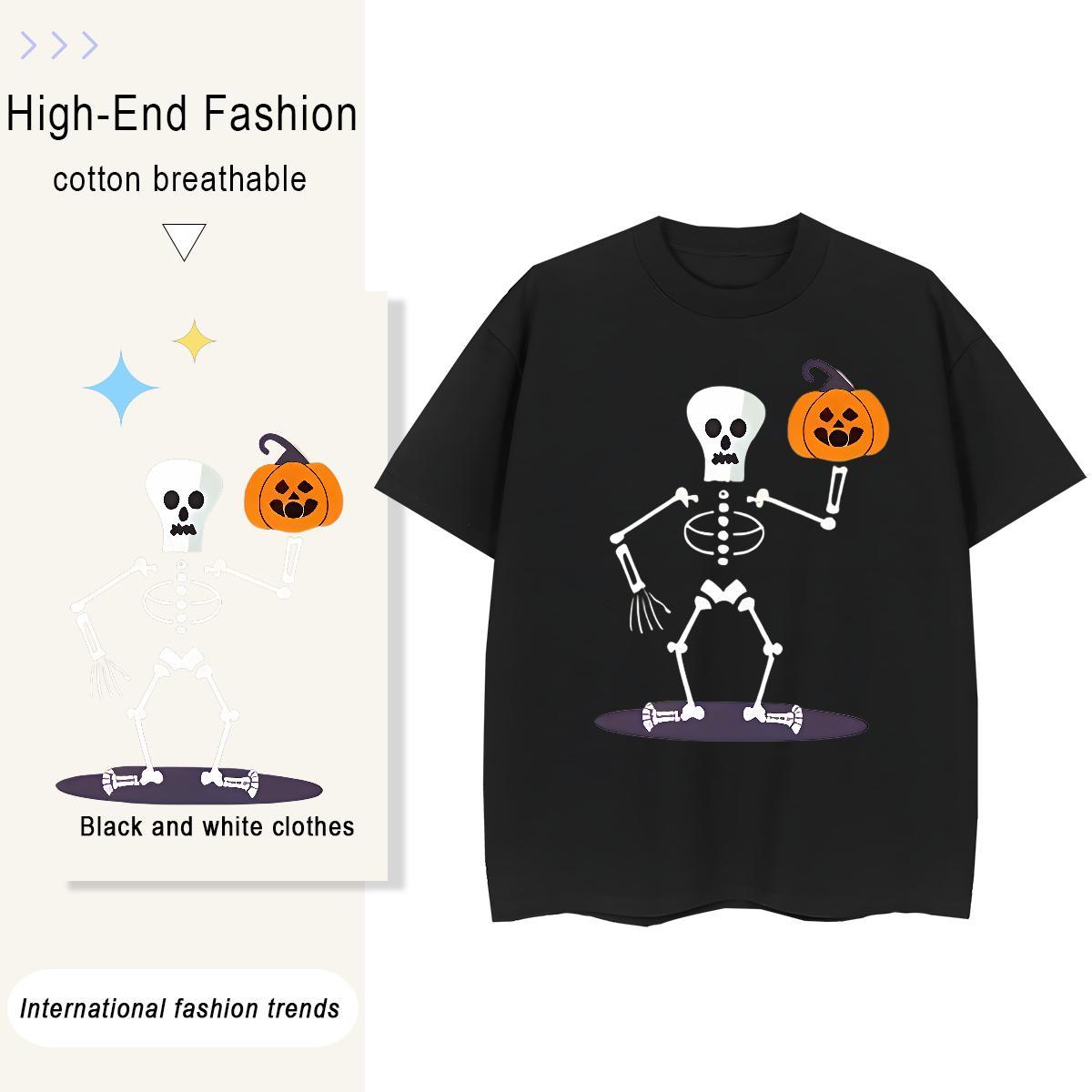 Unisex Men T Shirts 100% Cotton 230g skull Hip Hop Street Anime Pure Cotton Mens Tshirts 2024 Tops