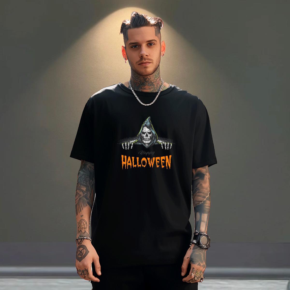 Cool Design T-Shirts 230g Cotton skull Home Outdoor Custom Print Plus Size Crew Neck Men Tops Tees Brand Wear