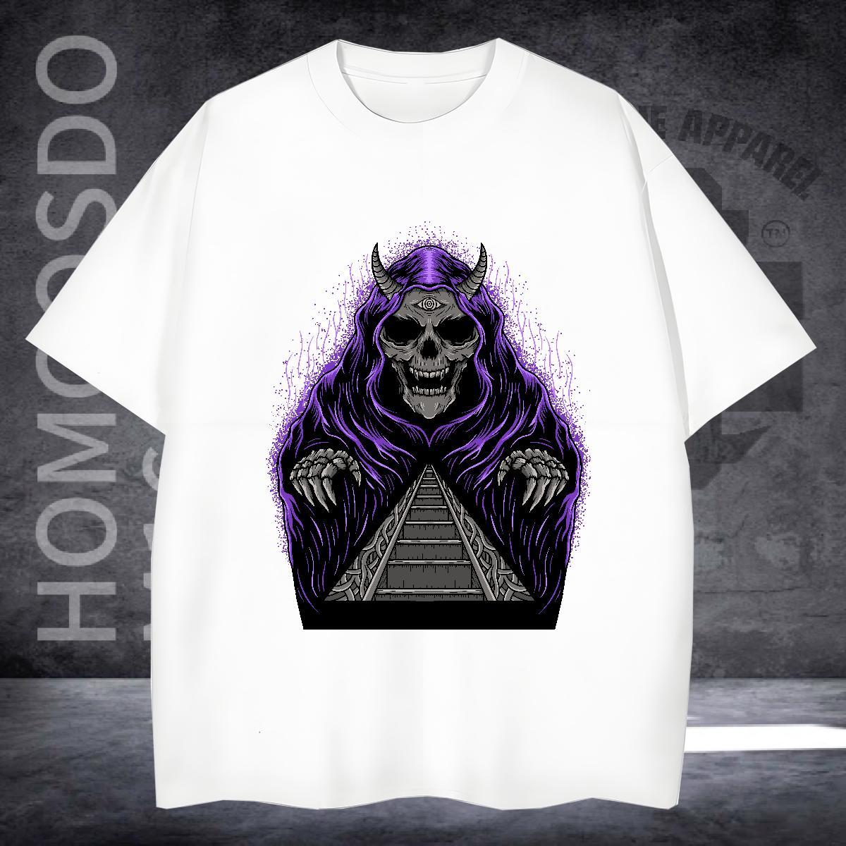Soft T-Shirts 230g Pure Cotton skull Street wear Hip Hop White Plus Size Breathable Short Sleeve Tshirt for Man Woman Brand Tees Shirts