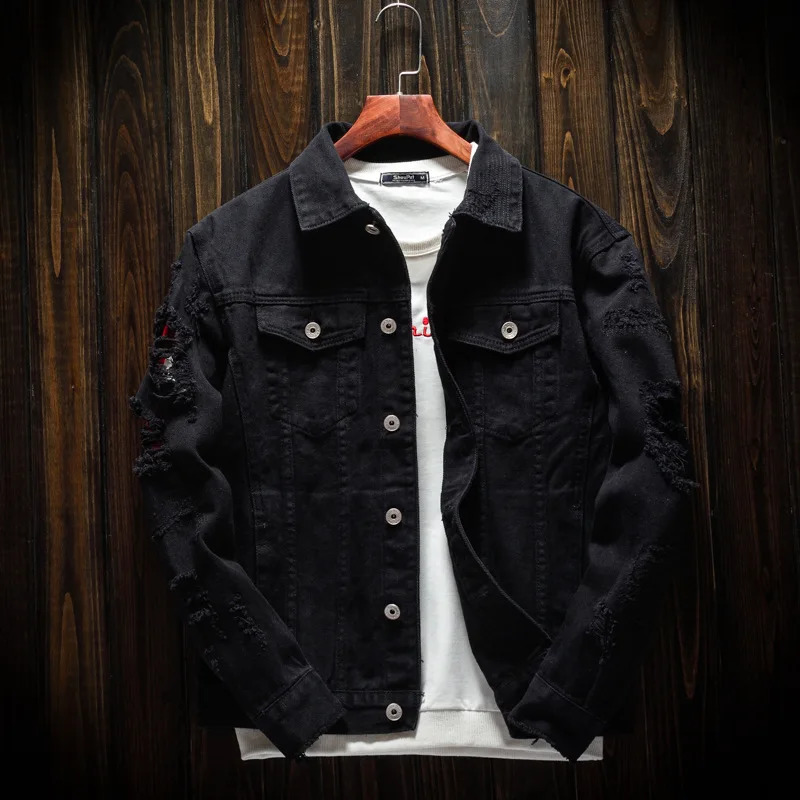 Hip hop mens denim jacket street clothing casual cotton classic ultrathin Ropa Para Hombre 240824