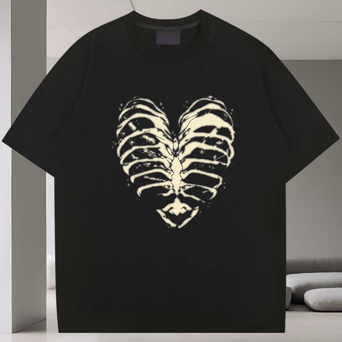 Comfortable T-Shirts 230g Pure Cotton skull Sport Customized Print Breathable Crew Neck Couples T Shirts 2024 Designer Tees