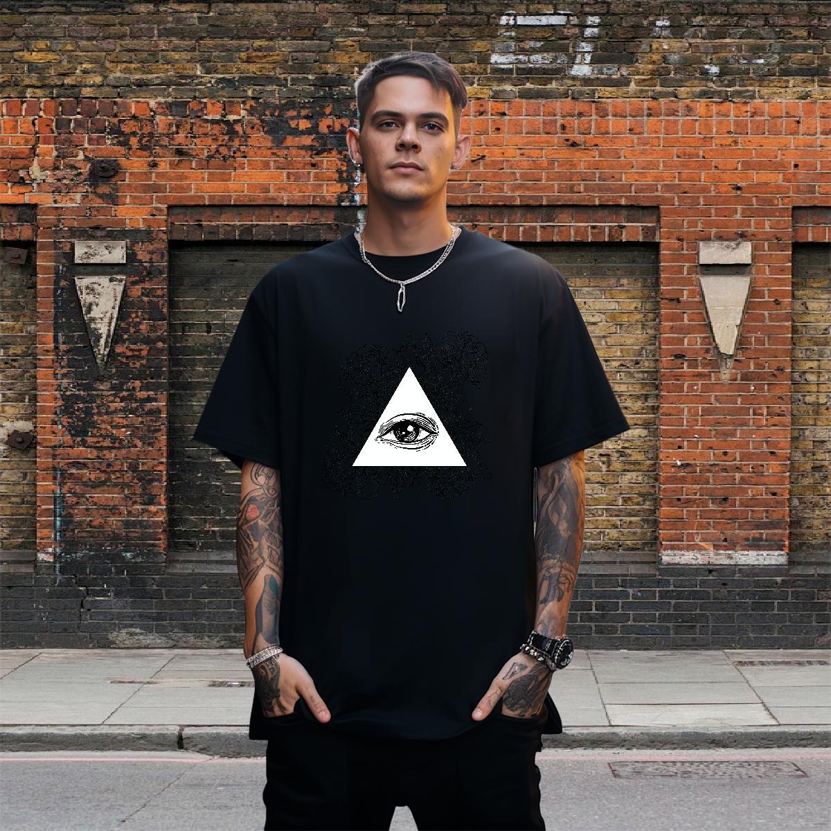 Unisex Man T Shirts 230g Pure Cotton eye of the devil Street wear Hip Hop DIY Printed Round Neck Short Sleeve Couples T Shirts Designer Tees