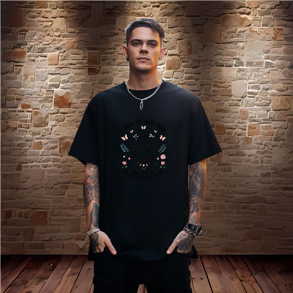 TOP Quality T shirt 230g Pure Cotton flower Outdoor Black Oversized Breathable Short Sleeve Men Tees 2024 Tops Tees