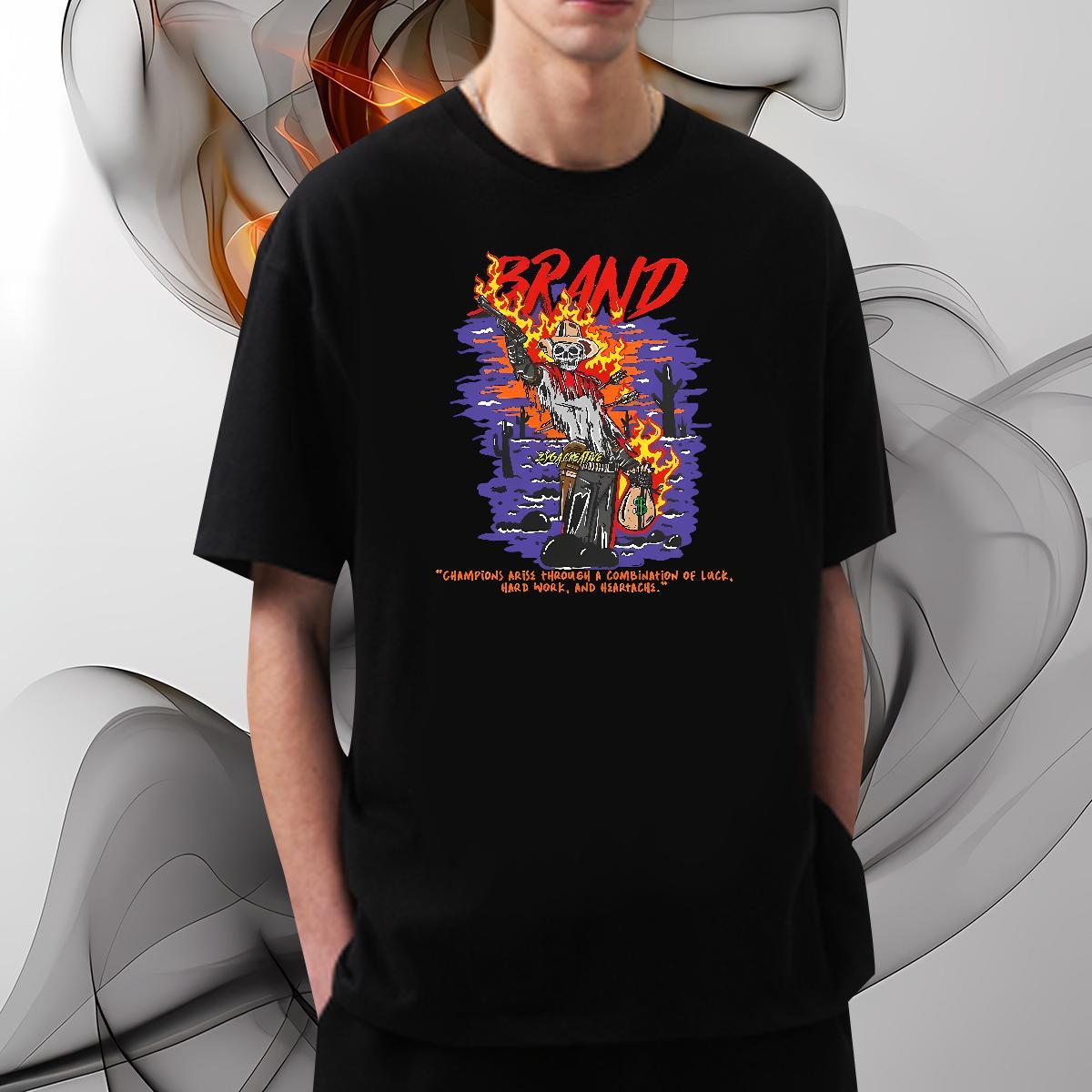 Cool Design T Shirt For Man 100% Cotton 230g skull Hip Hop Street Anime Crew Neck Breathable Tshirts Fashion Casual Tops Tees