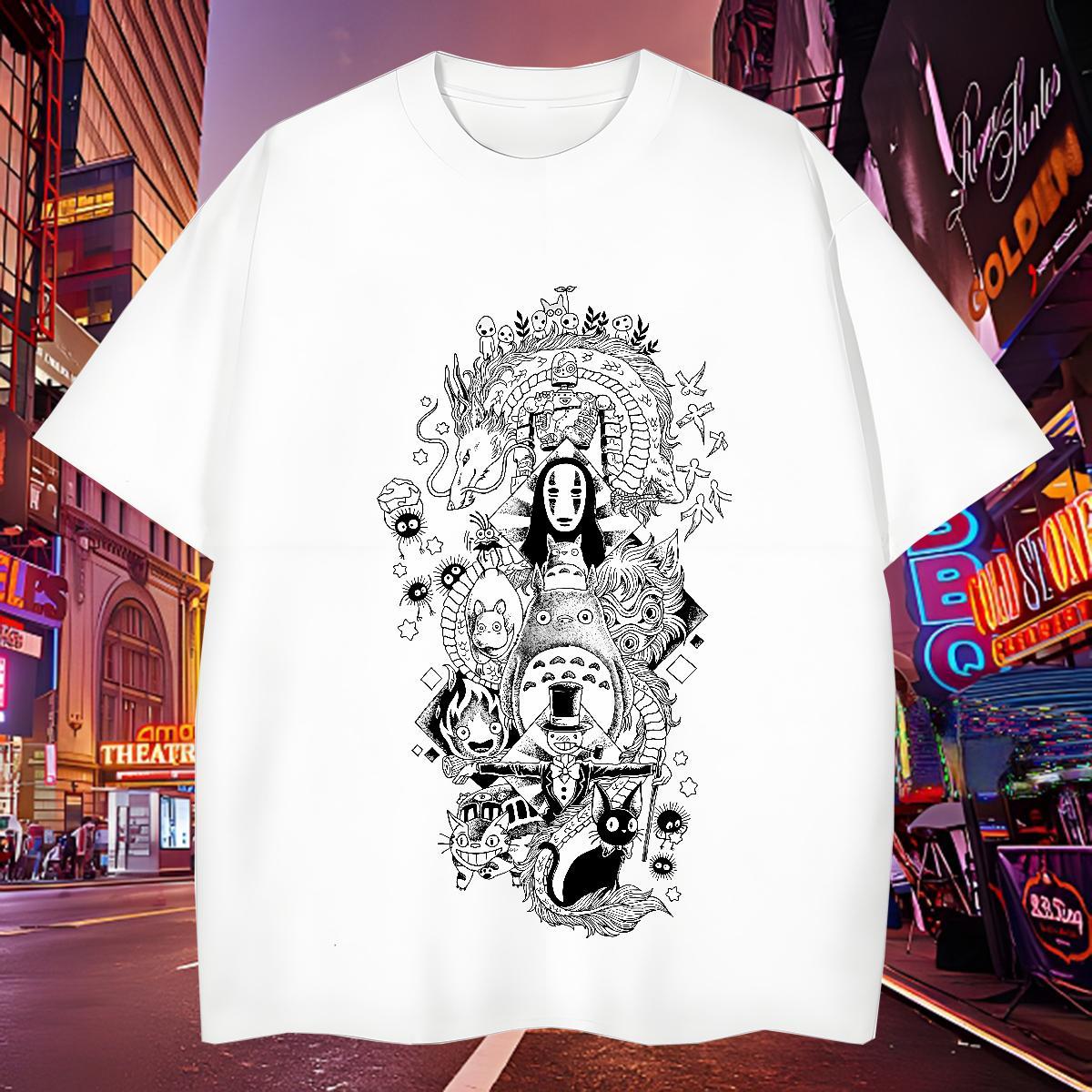 Unisex Mens T Shirts 230g Pure Cotton eye of the devil Casual Daily Wear Anime Print Short Sleeve O-Neck Men Tshirts Brand Clothes