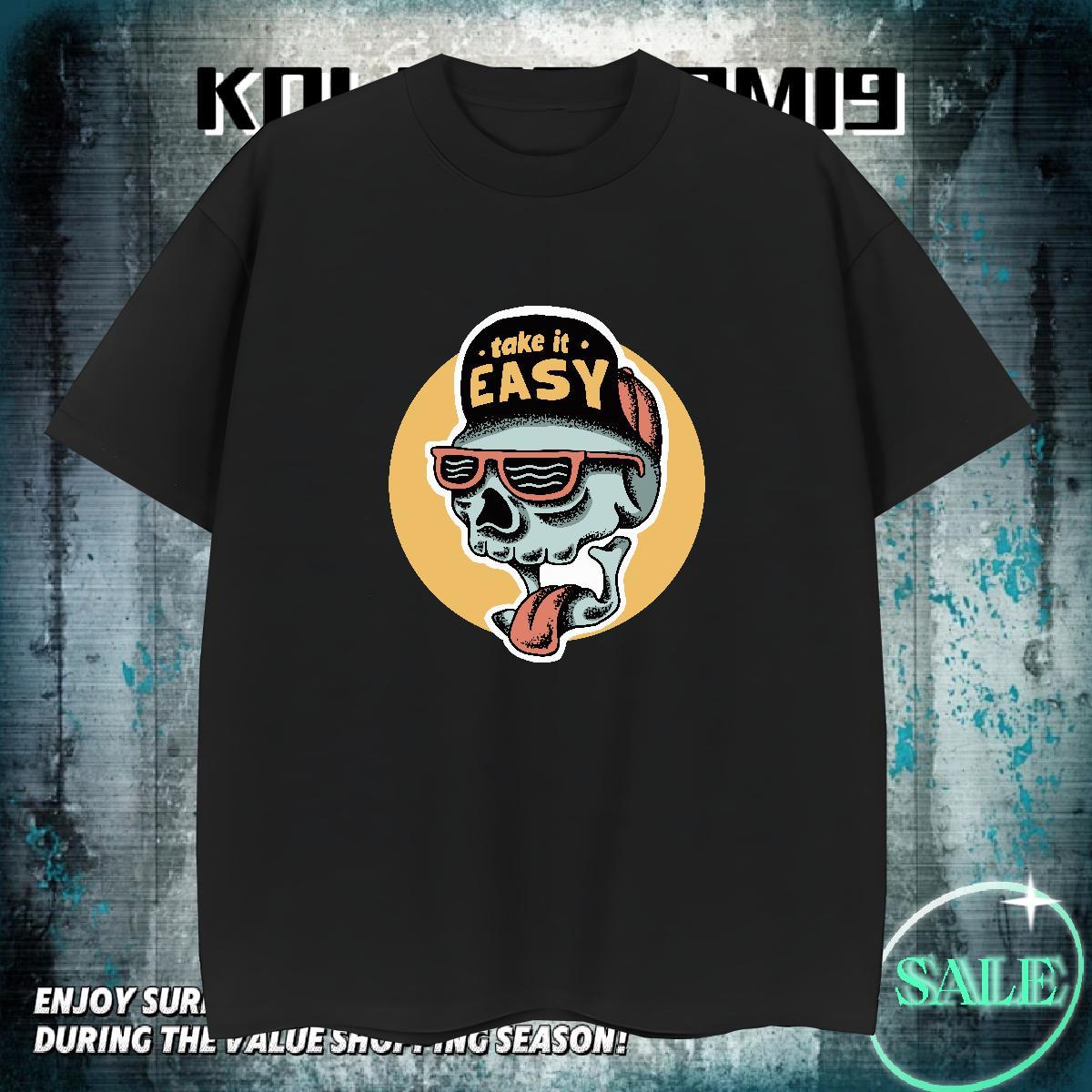 Unisex Men T Shirts 230g Pure Cotton skull Hip Hop Skull Breathable Crew Neck Men Tshirts 2024 Designer Top Tees