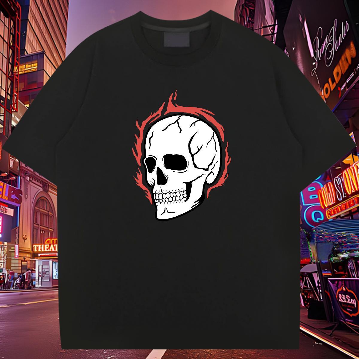 Brand Man T Shirts 230g 100% Cotton skull Street Casual Anime Breathable Short Sleeve Men Clothes T-Shirt Fashion Designer Clothings