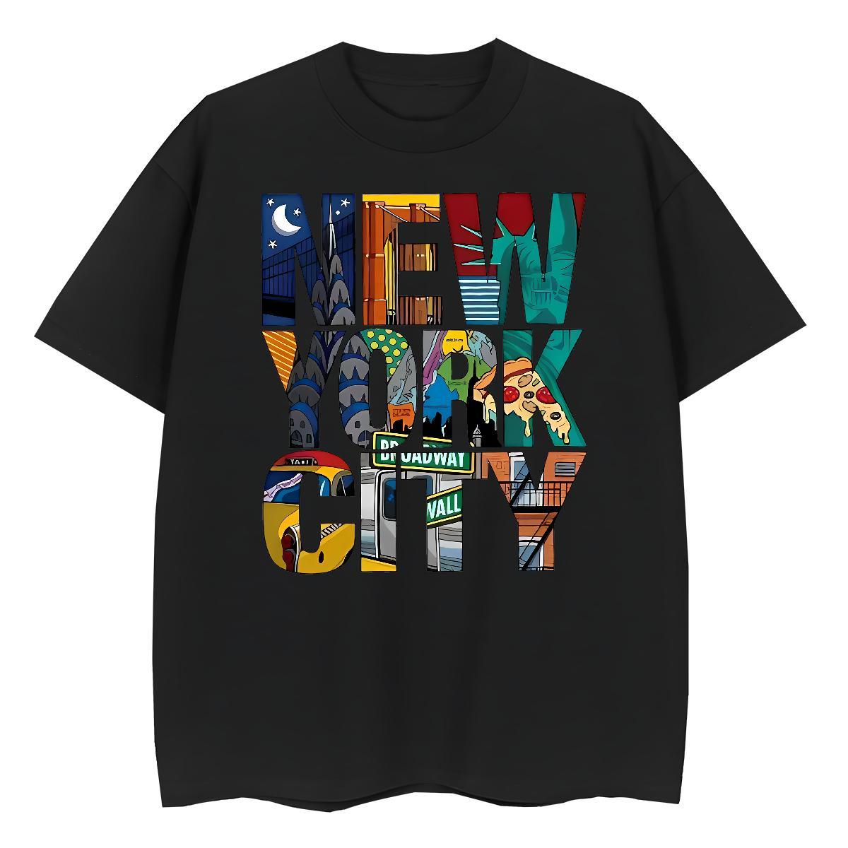 Loose Tshirt for Man Woman 230g Cotton New York Daily Outfit T-Shirts for Women Breathable Soft Plus Size Cartoon Top Tees