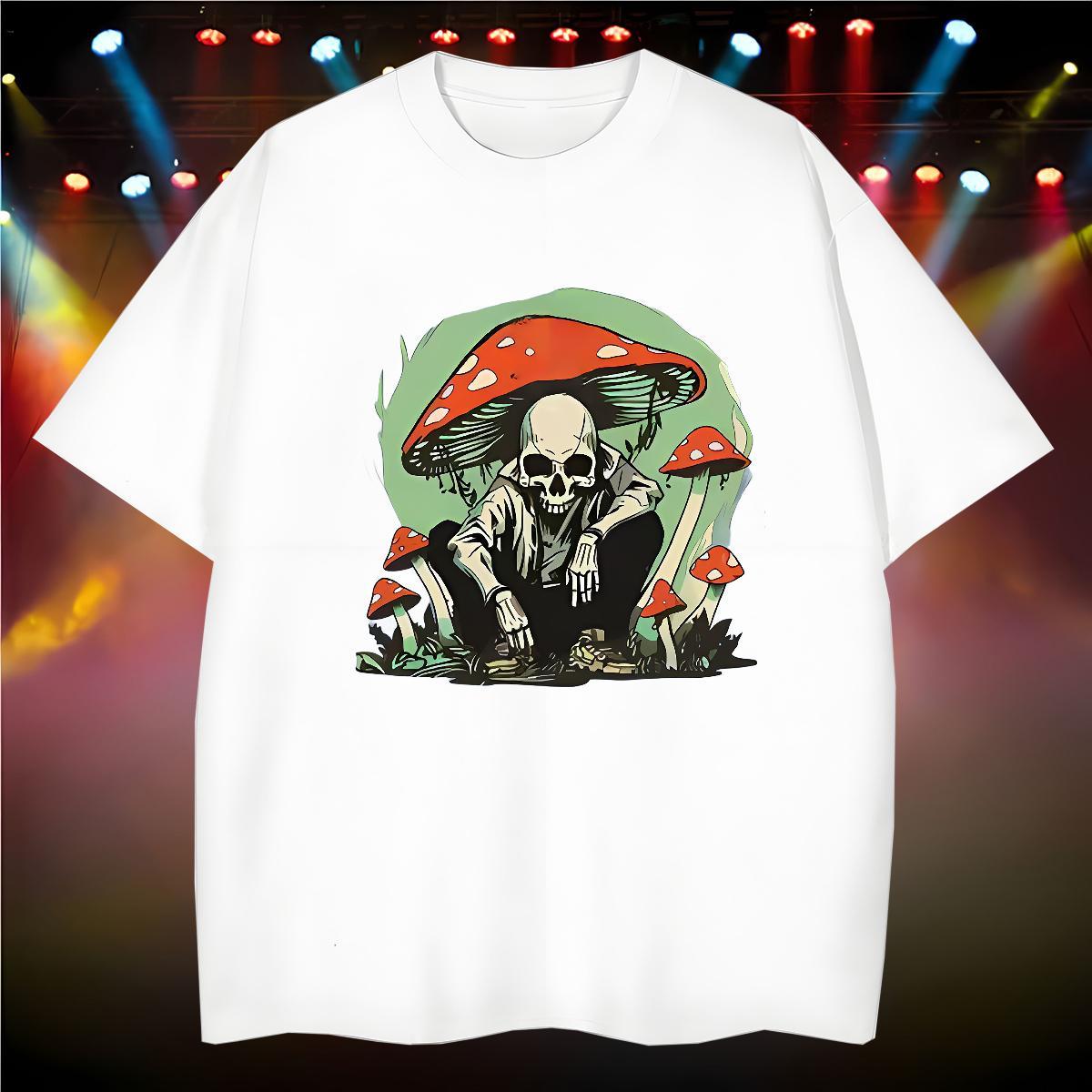Classic T Shirt For Man 230g Pure Cotton skull Daily Outfit Anime O-Neck Short Sleeve Men Tops Tees Classic Casual Tee Shirt