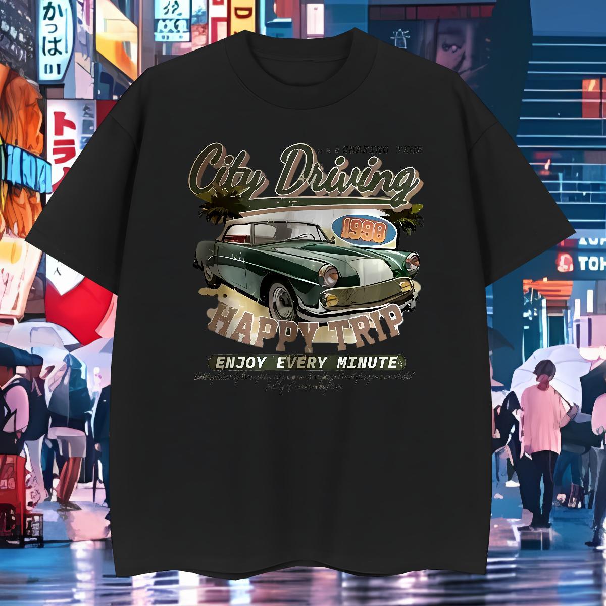 Fashion Casual Tshirts car Spring Summer 230g Cotton Tees Breathable Brand T-Shirts for Men Graphic