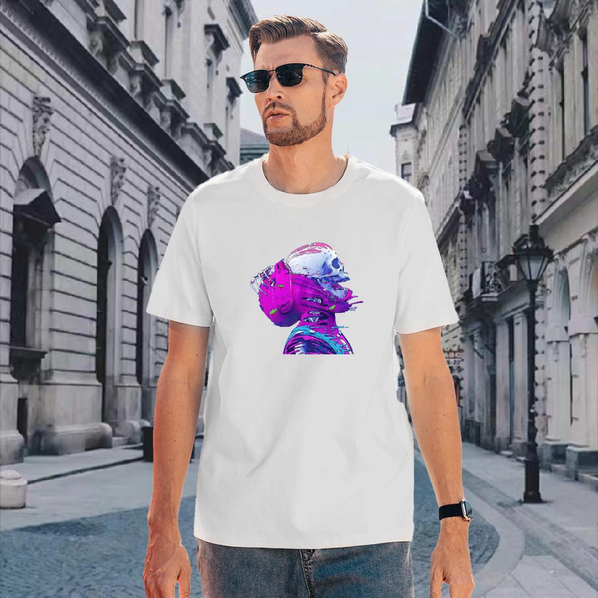Popular T-Shirts 230g 100% Cotton skull Casual Beach Custom Cartoon Breathable Crew Neck Men Tees DIY Customized Tshirts